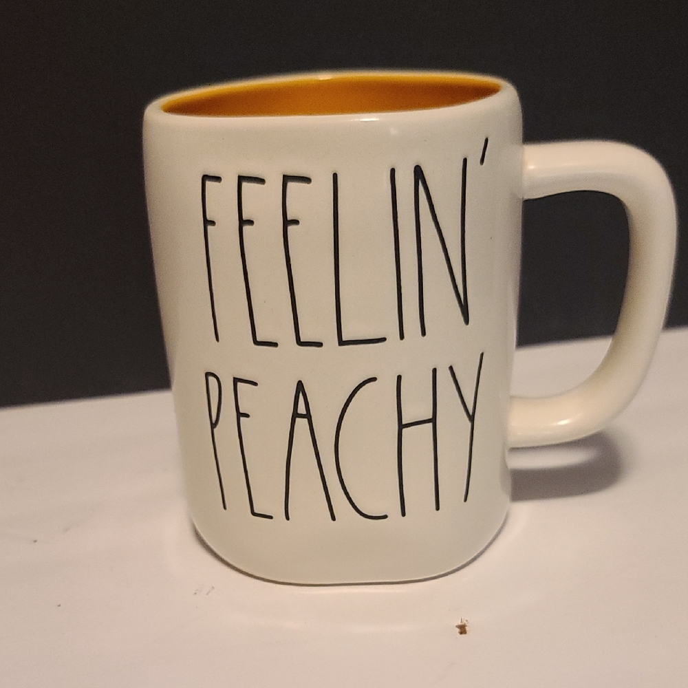 Rae Dunn Cream and Orange Dining Mugs